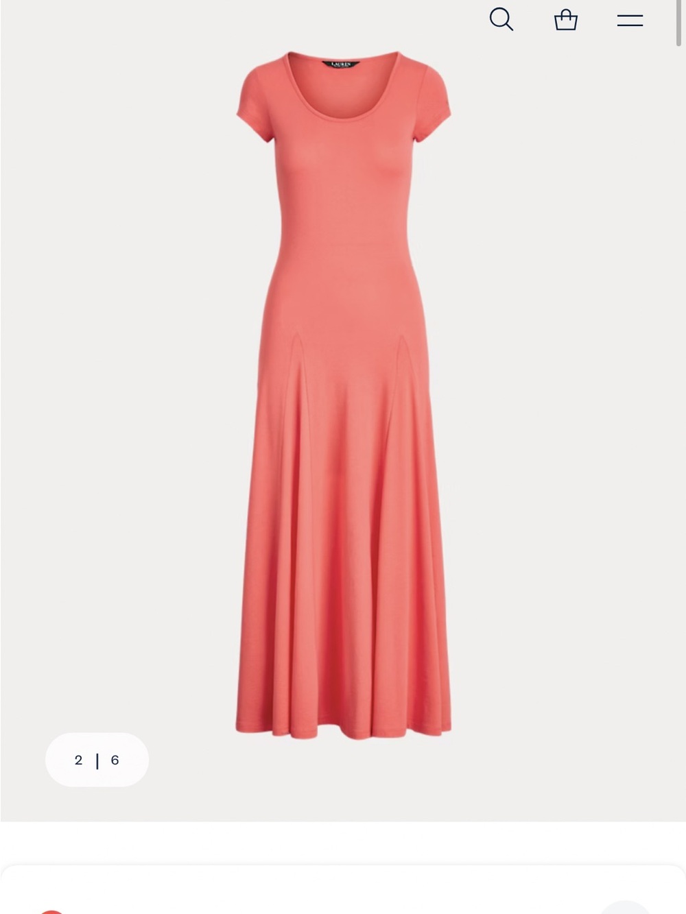 Lauren Ralph Lauren Coral Scoop-Neck Short-Sleeve Maxi Dress (NWOT)
